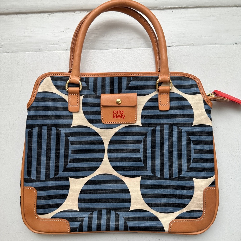 Orla Kiely Optical Flower Print Jeanie Top Handle Bag in Whale Print